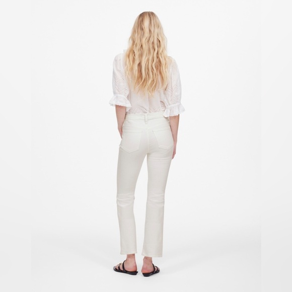 Madewell Women’s Kick Out Crop Jeans Mid-Rise NI961 Size 23 In Pure White NWT - Picture 4 of 7